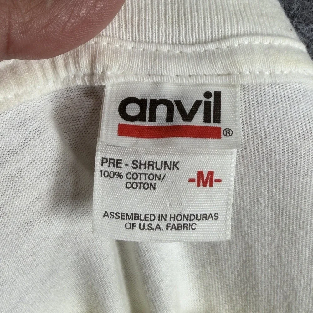 Vintage Anvil‎ Land of Liberty T-Shirt Mens M White Pre-Shrunk USA American Flag